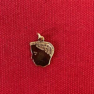 Boy Silhouette Profile Small Flat Gold Tone Charm